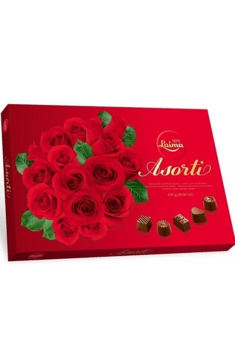 0025307 Laima Assortment Of Chocolates Laima Dark Roses 470g Box12