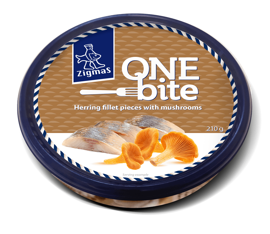 One Bite Herring Fillet Pieces With Mushrooms