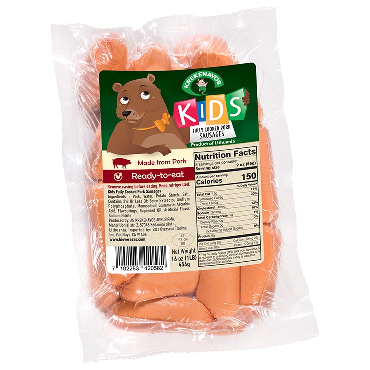 Krekenavos Kids Fully Cooked Pork Sausages